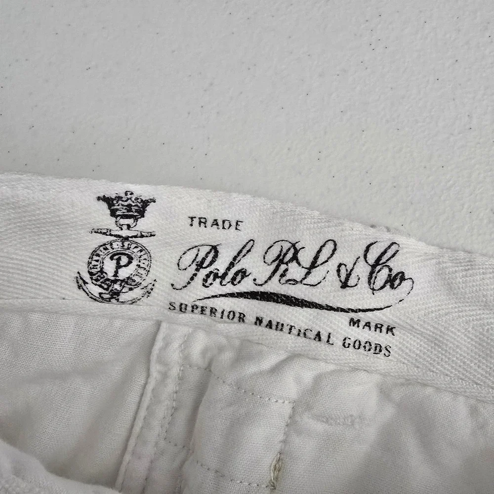 Polo Ralph Lauren Mens White Linen Cotton Classic Fit Shorts‎ Size 40 8in Inseam